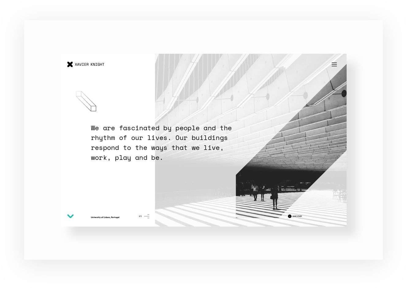 Screenshot of the rebranded Xavier Knight website with the mission of the company on the front