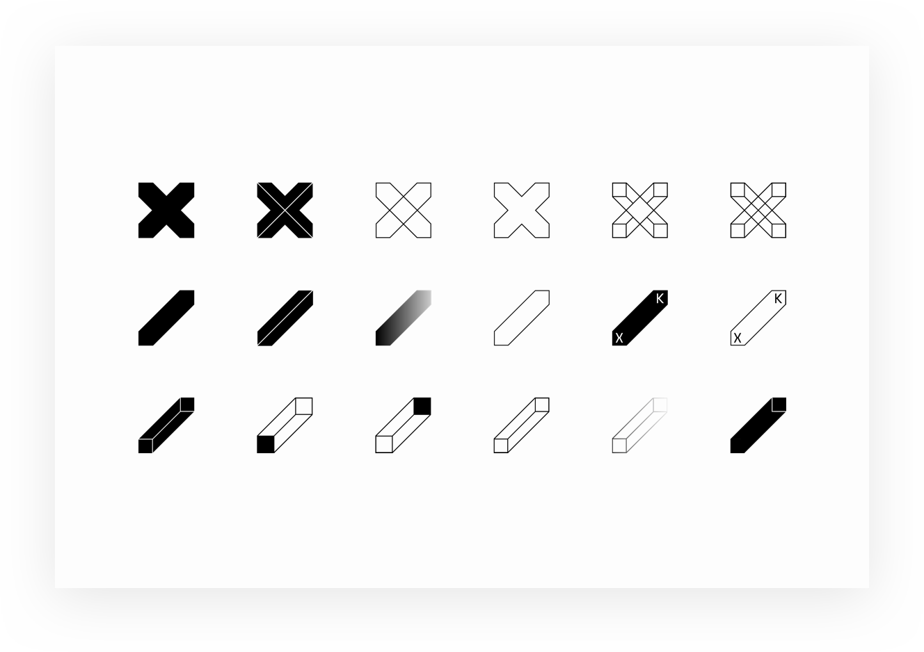 Evolution of the designs of the Xavier Knight logo in attempt to improve the brand identity of the company