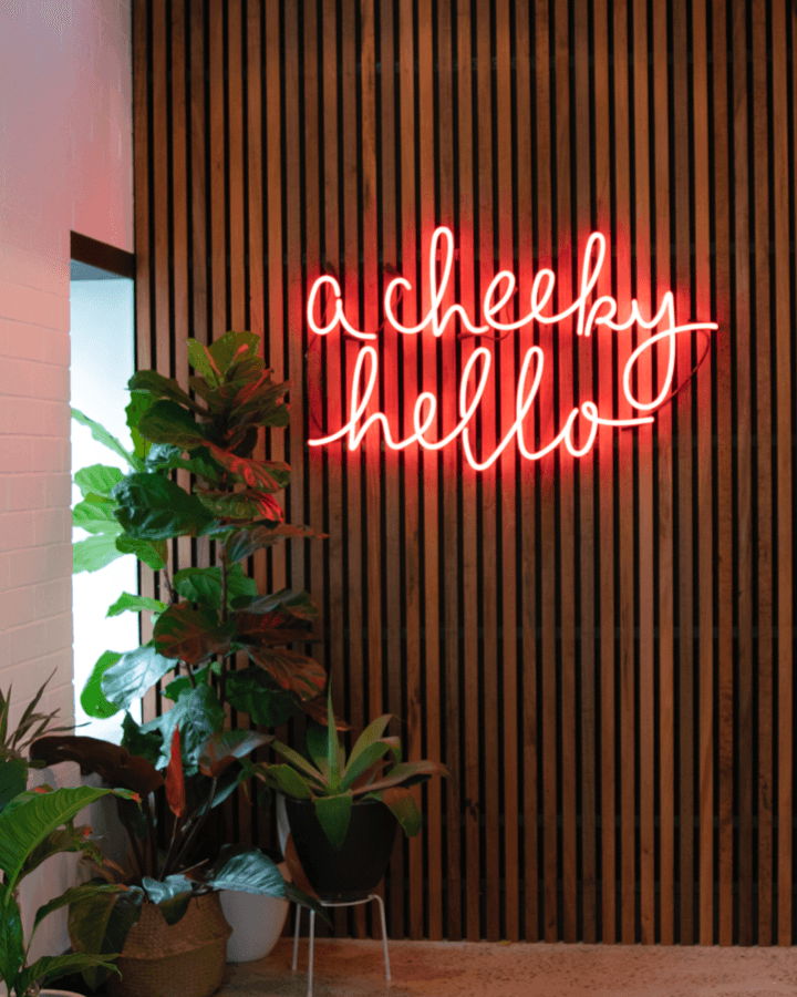 Chello welcome neon sign