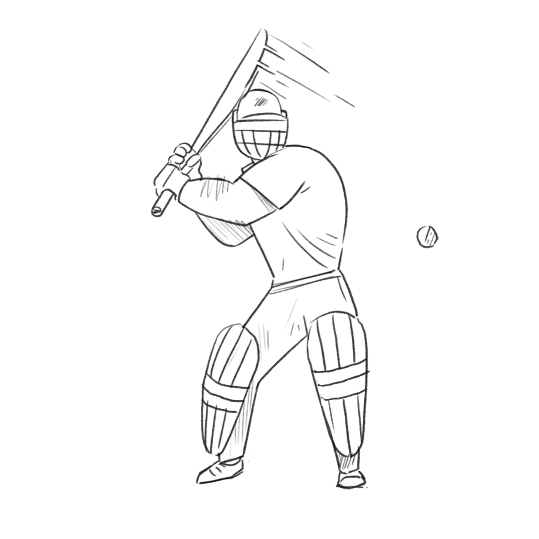 Illustration of cricketer