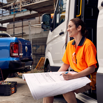 Volkswagen Commercial vehicle photography woman tradie smiling