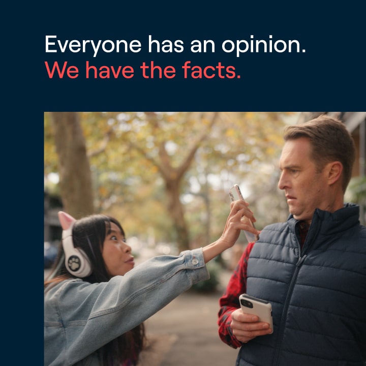 NFT fan thrusts their phone in Peter's face for the Caleb & Brown campaign video.